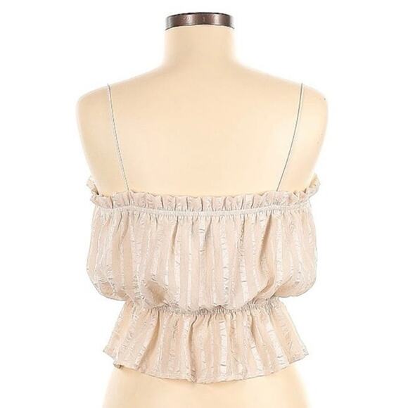 Moon River - Cream Spaghetti Strap Tank with Vertical Stripes - Size Medium - Picture 2 of 2